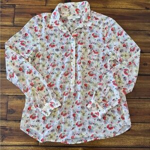 Loft Floral Sheer Button-Up Shirt